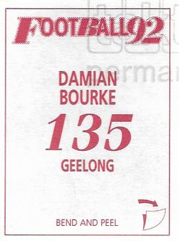 1992 Select AFL Stickers #135 Damien Bourke Back